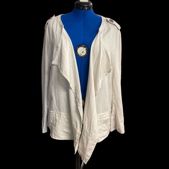 FOR CYNTHIA WOMEN’s Open Front Jacket Size 1X Beige Size 1X - Picture 5 of 12